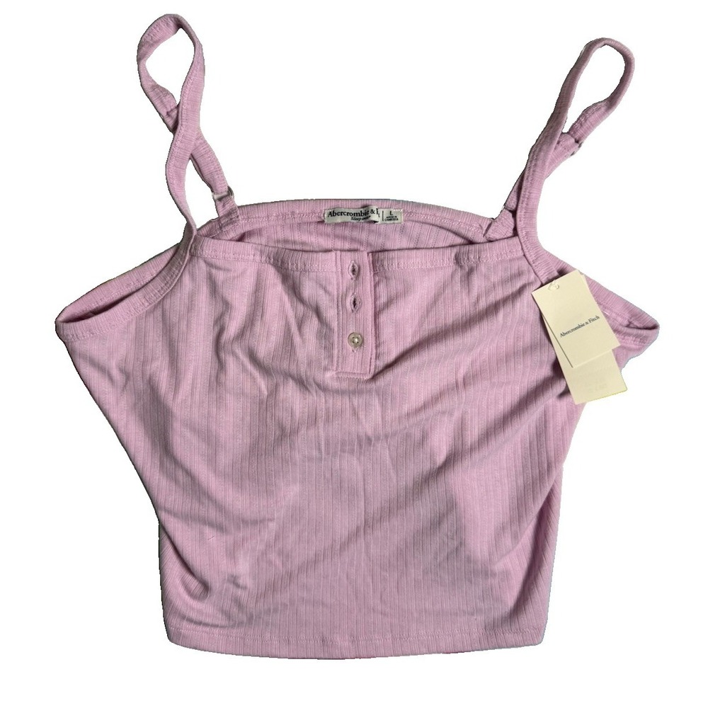 Abercrombie Fitch Large Tank Cami Pointelle‎ Henley Lavender Soft Coquette NWT